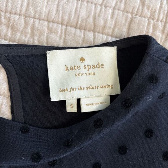 Kate Spade Polka Swiss Dot Dress 3/4 Sleeve Black Shift Womens Size Small - Picture 5 of 6